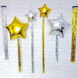 Metallic Shiny Tinsel Foil Tassel Star Balloon Wedding Party Decor Gold