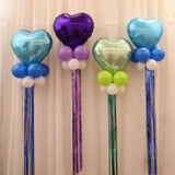 Metallic Foil Tinsel Tassel Heart Balloon Set Wedding Party Decor Purple