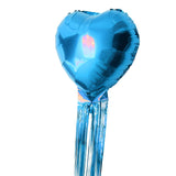 Metallic Foil Tinsel Tassel Heart Balloon Set Wedding Party Decor Blue