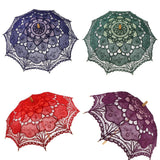 Vintage Lace Floral Umbrella Parasol for Wedding Bride Flower Girls Blue