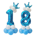 All Numbers Crown Balloons Column Set Happy Birthday Party Decor Number 1