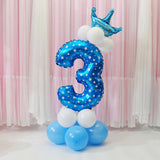 All Numbers Crown Balloons Column Set Happy Birthday Party Decor Number 3