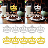 20 Pieces Glitter Crown DIY Cake Toppers Christmas Birthday Picks Gold