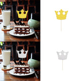 20 Pieces Glitter Crown Cake Topper Birthday Party Cake Decor gold