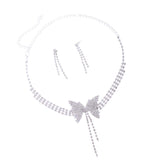Maxbell Luxury Wedding Crystal Butterfly Necklace Earrings Bridal Shower Jewelry Gift