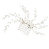 Maxbell Delicate Crystal Rhinestone Flower Branches Hair Comb Bride Accessory Silver