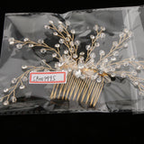 Maxbell Delicate Crystal Rhinestone Flower Branches Hair Comb Bride Accessory Gold