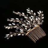 Crystal Gypsophila Hair Comb Slide Wedding Bridal Hair Accessories Gold