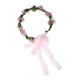 Bridal Wedding Floral Flower Garland Forehead Wreath Hair Accessories Pink