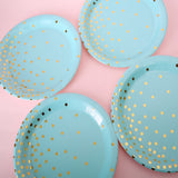 10x Birthday Party Cake Paper Plates Baby Shower Paper Tableware Plates Blue