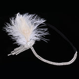 Vintage Rhinestone White Headband Wedding Headpiece Flapper Dress Up