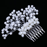 Ladies Pearls Hair Comb Slide Wedding Prom Bridal Hair Accessories Silver