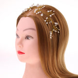 Maxbell Charming Woman Bridal Pearls Diamante Hair Chain Vine Tiara Hair Jewelry