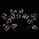 Maxbell Charming Woman Bridal Pearls Diamante Hair Chain Vine Tiara Hair Jewelry