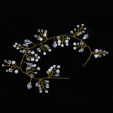 Maxbell Charming Woman Bridal Pearls Diamante Hair Chain Vine Tiara Hair Jewelry