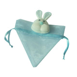 Triangle Organza Drawstring Bags Easter Rabbit Bunny Candy Gift Bags Blue