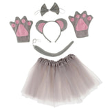 Max Girls Animal Mouse Costume Set Headband Tails Bow Tie Gloves Cosplay Props