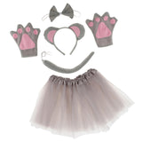Max Girls Animal Mouse Costume Set Headband Tails Bow Tie Gloves Cosplay Props
