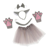 Max 5pcs/Set Girls Animal Costume Wolf Ears Headband Bowtie Tail Tutu Paws Set