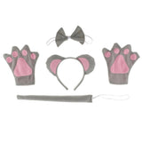 Max 5pcs/Set Girls Animal Costume Wolf Ears Headband Bowtie Tail Tutu Paws Set