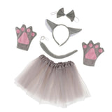 Max 5pcs/Set Girls Animal Costume Wolf Ears Headband Bowtie Tail Tutu Paws Set