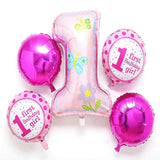 Max 5 Pieces 1st Birthday Foil Balloon Baby Shower Christening Party Decor Pink
