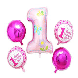 Max 5 Pieces 1st Birthday Foil Balloon Baby Shower Christening Party Decor Pink