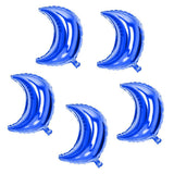 Max 5 Pieces Mylar Moon Balloon Foil Air Balloon for Wedding Baby Shower Blue