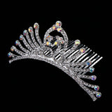 Max Delicate Peacock Style Crown Tiara Crystal Hair Comb Wedding Bridal Headwear