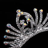 Max Delicate Peacock Style Crown Tiara Crystal Hair Comb Wedding Bridal Headwear