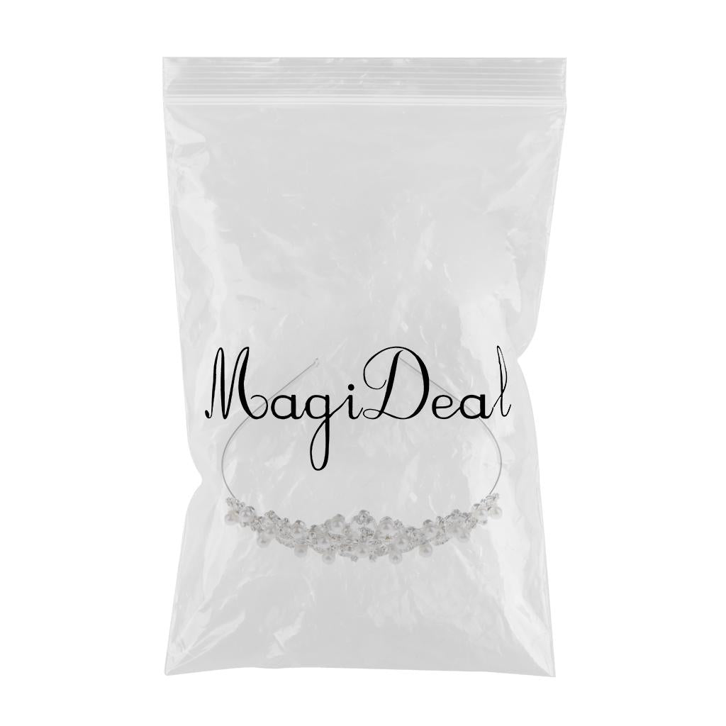 Max Chic Crystal Pearls Princess Crown Tiara Wedding Bride Girls Hair Accessory