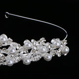 Max Chic Crystal Pearls Princess Crown Tiara Wedding Bride Girls Hair Accessory