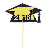 Max 10 Pieces/Pack 2018 Glitter Paper Dr. cap Cake Topper Birthday Cake Decor
