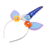 Glitter Girls Unicorn Horn Flower Headband Fancy Dress Accessory Dark blue