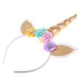 Glitter Girls Unicorn Horn Flower Headband Fancy Dress Accessory Gold