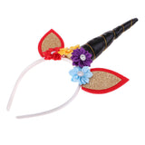 Glitter Girls Unicorn Horn Flower Headband Fancy Dress Accessory Black