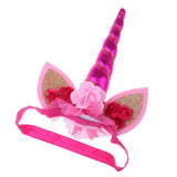 Unicorn Horn Ear Flower Headband Cosplay Hairband for Children Party Rose