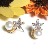 Silver Crystal Earrings Pendant Earrings Pearl Ear Studs Star Dangle Earrings For Woman Party