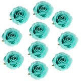 Max 10 Pieces Artificial Silk Rose Flower Heads Wedding Decor Sky Blue