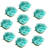 Max 10 Pieces Artificial Silk Rose Flower Heads Wedding Decor Sky Blue