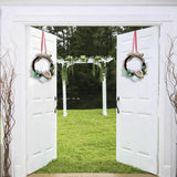 Rattan Artificial Flower Wreath Front Door Wreath Wedding Decor Cream