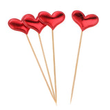 20 Pieces Toothpick Leather Heart Cupcake Picks Birthday Topper Red