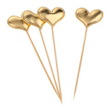 20 Pieces Toothpick Leather Heart Cupcake Picks Birthday Topper Gold