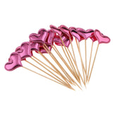 20 Pieces Toothpick Leather Heart Cupcake Picks Birthday Topper Rose Red