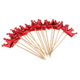 20 Pieces PU Crown Cake Topper Birthday Party Cupcake Picks Red