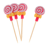 10 Pieces Lollipop Felt Cake Topper Birthday Party Cupcake Picks Pink