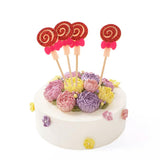 10 Pieces Lollipop Felt Cake Topper Birthday Party Cupcake Picks Red