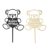 Acrylic Bear Style Happy Birthday Cake Topper Party Cake Supplier Black