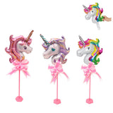 Max Unicorn Foil Balloon with Column Stand Base and Pole Set Table Decor Multi