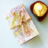 Maxbell Pack of 12 Map Style Candy Boxes With Jute Twine Wedding Birthday Party Favor